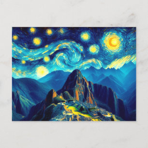 Postal Noche estrellada Machu Picchu Perú