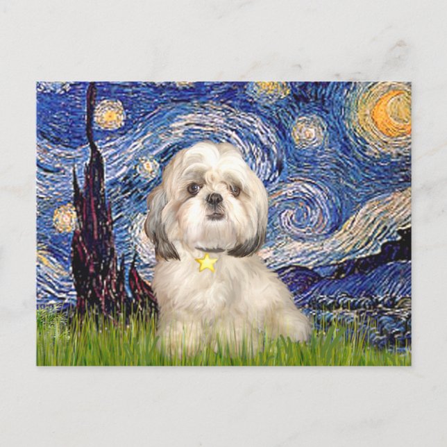 Postal Noche estrellada - Shih Tzu (Y) (Anverso)