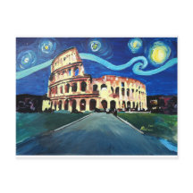 Noche estrellada sobre el coloseo en Roma Italia