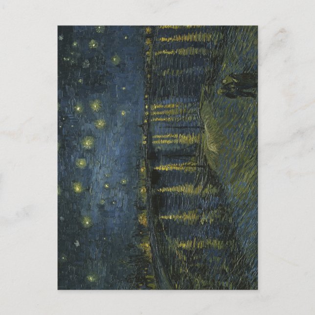 Postal Noche estrellada sobre el Ródano, pintura al óleo  (Anverso)