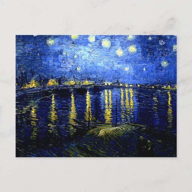 Postal Noche estrellada sobre el Ródano por Van Gogh (Anverso)