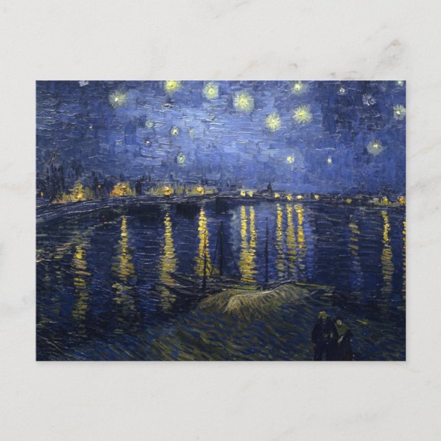Postal Noche estrellada sobre el Ródano por Van Gogh (Anverso)