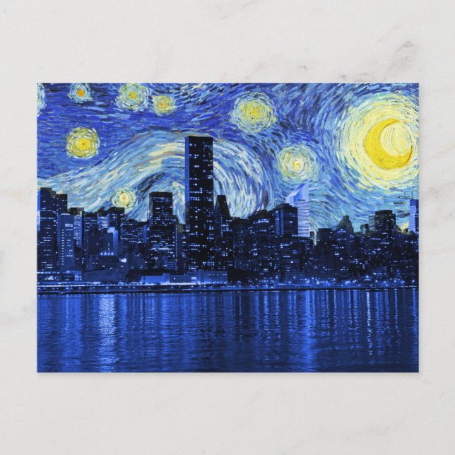 Postal Noche estrellada sobre Nueva York (Anverso)