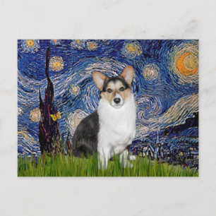 Postal Noche estrellada - Tri Color Welsh Corgi 10
