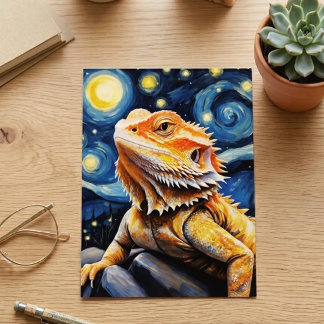 Postal Noche estrellada Van Gogh Dragón barbudo Arte