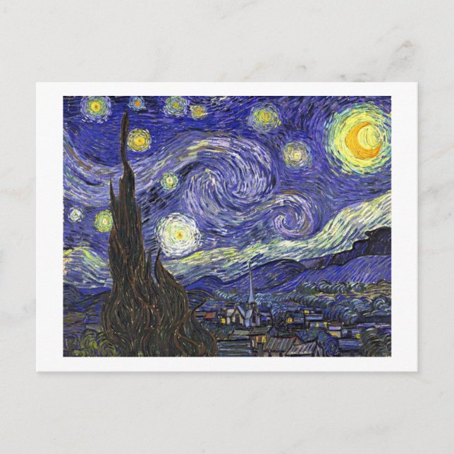 Postal Noche estrellada, Vincent Van Gogh. (Anverso)