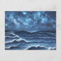 Noche estrellada y olas oceánicas