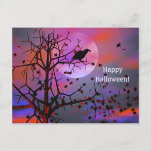 Postal Noche Halloween Raven
