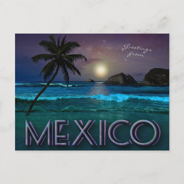 Postal Noche mexicana en la playa (personalizable) (Anverso)