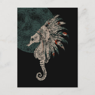 Postal noche nativa de caballito de mar