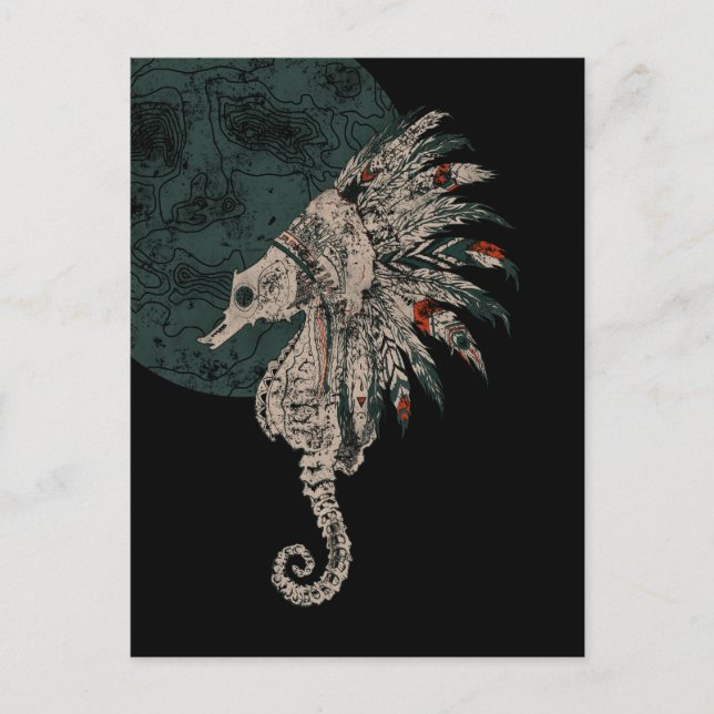 Postal noche nativa de caballito de mar (Anverso)