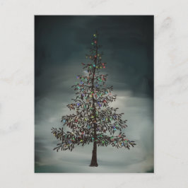 Postal Noche oscura moderna Moody Holiday Árbol de Navida