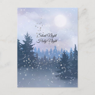 Postal Noche Santa Noche Mágica Ilustracion de invierno 