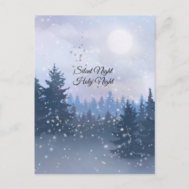Postal Noche Santa Noche Mágica Ilustracion de invierno (Anverso)