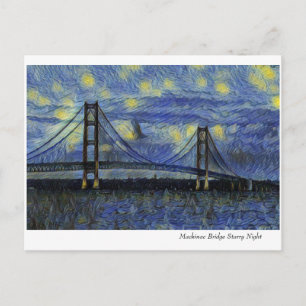 Postal Noche Starry del puente Macinac