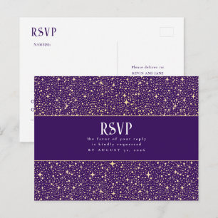 Postal Noche Stars Purple Wedding RSVP