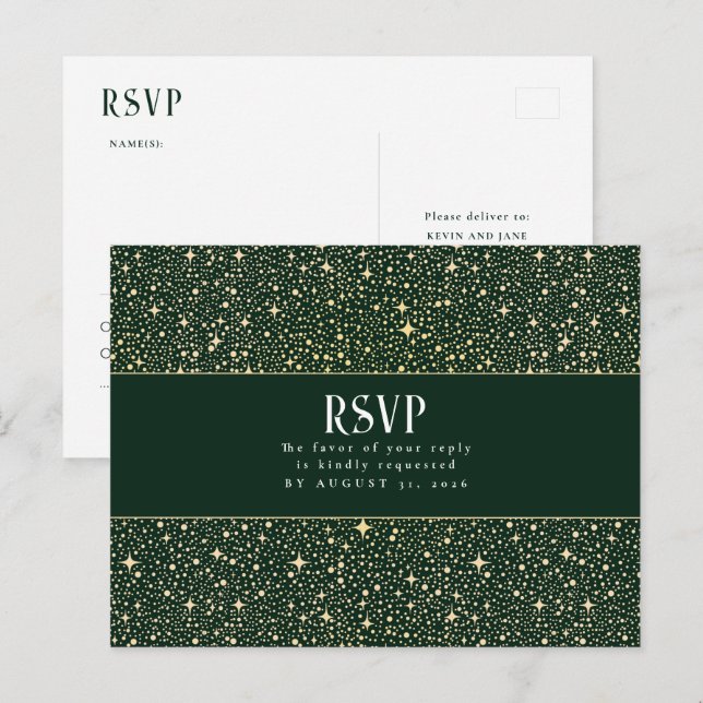 Postal Noche Stars Wedding RSVP (Anverso / Reverso)