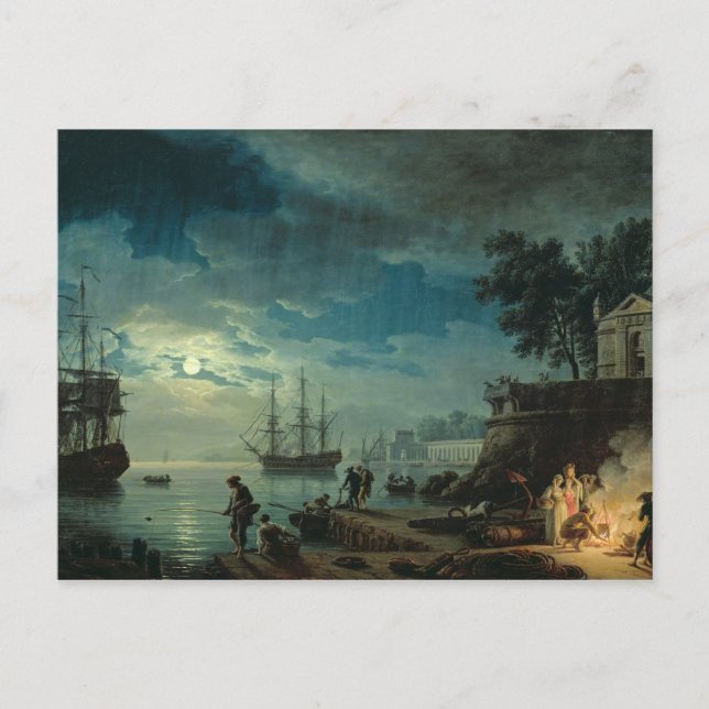 Postal Noche: Un puerto en el claro de luna, 1748 (Anverso)
