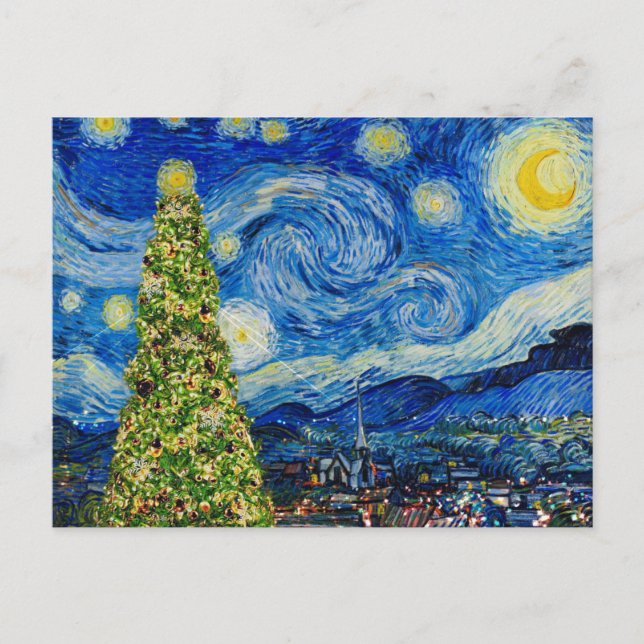 Postal Noche Van Gogh Starry - Árbol de Navidad (Anverso)