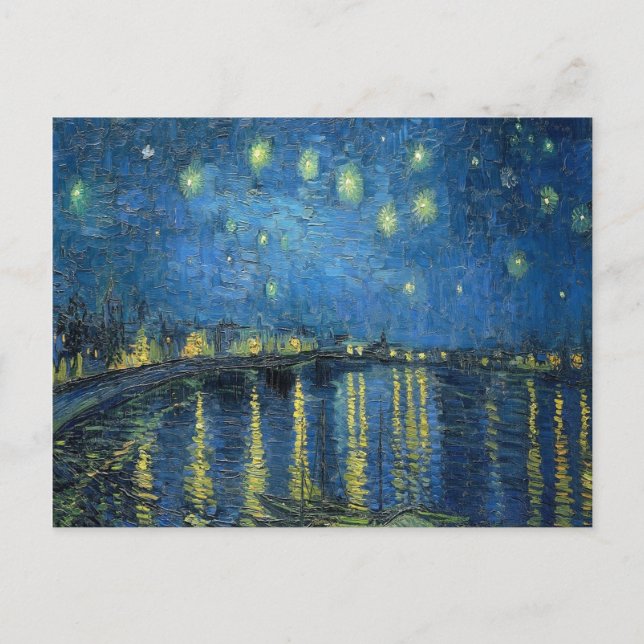 Postal Noche Van Gogh Starry sobre el Ródano (Anverso)