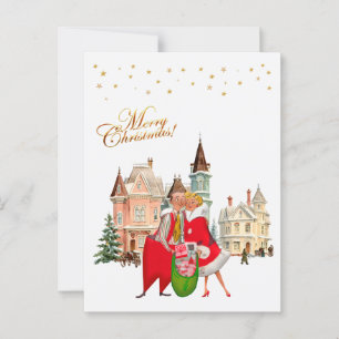 Postal Nochebuena de la pareja de cosecha de 1950