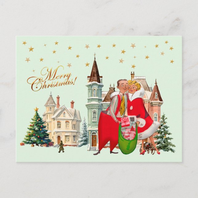 Postal Nochebuena de la pareja de navidad de 1950 (Anverso)