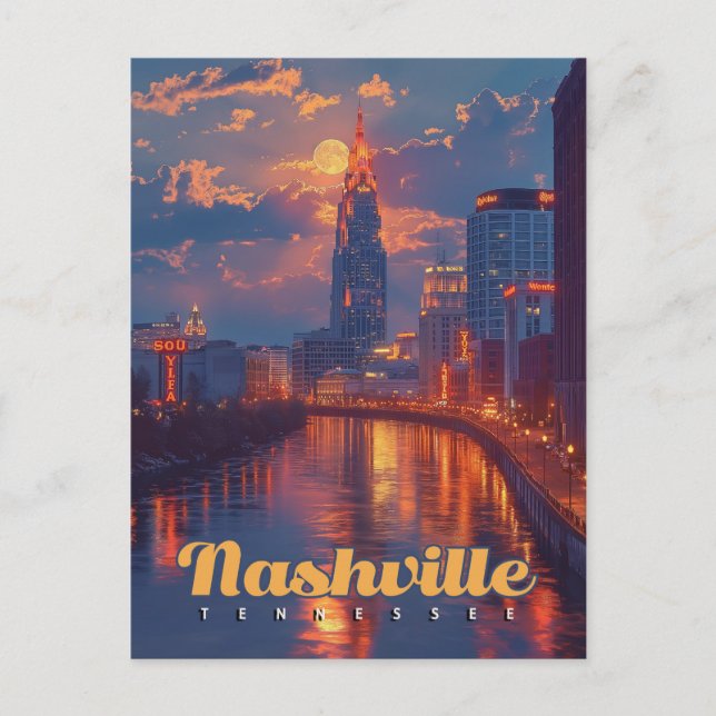 Postal Noches de Nashville: Skyline Reflexiones (Anverso)