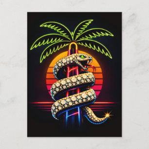 Postal Noches de neón Ilustración de serpiente negra de M