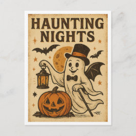 Postal Noches Embrujadas de Halloween Vintage