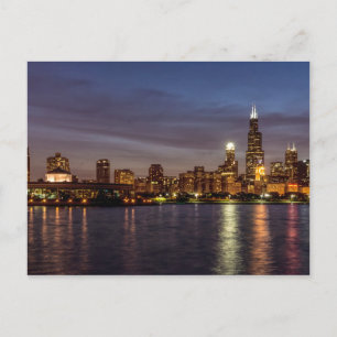 Postal nocturna de Chicago Cityscape