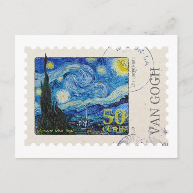 Postal nocturna Van Gogh Starry (Anverso)