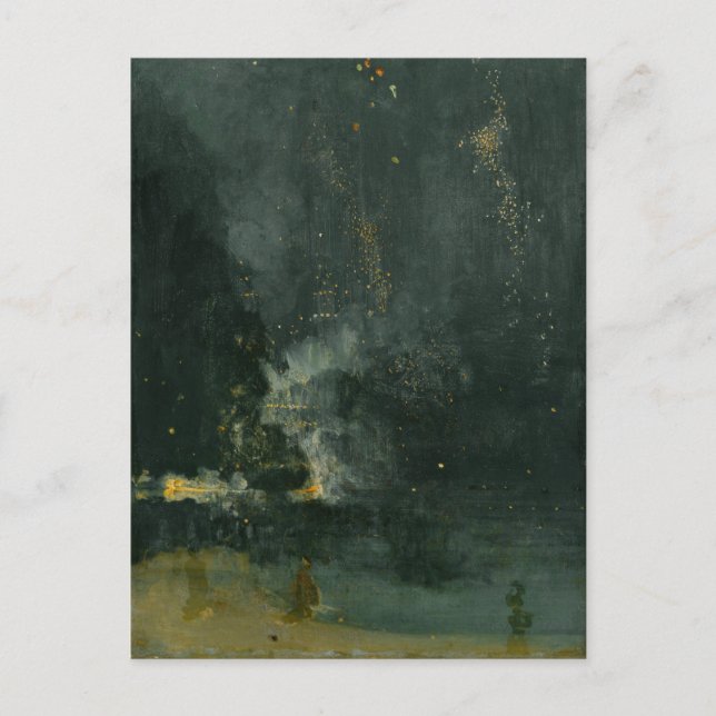 Postal Nocturne en negro y oro, el cohete que cae (Anverso)