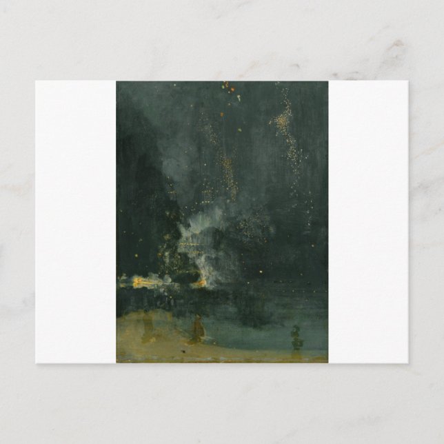 Postal Nocturne en negro y oro, el cohete que cae (Anverso)
