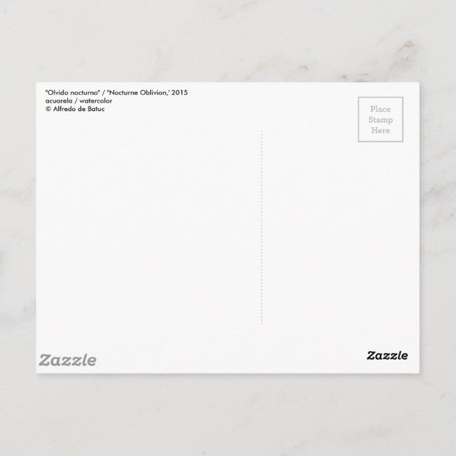 Postal "Nocturne Oblivion" / "Olvido nocturno" (Reverso)
