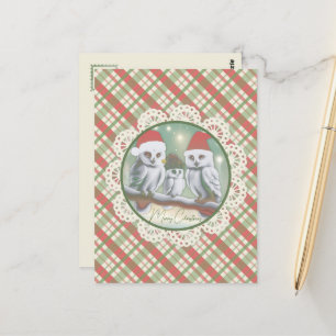 Postal Noel de Lechuza Nieve