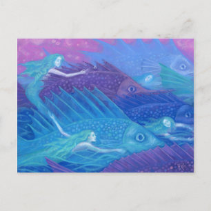 Postal Nómadas oceánicas, sirenas náuticas y peces