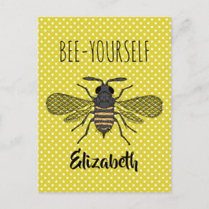 Postal Nombrado DECORACIÓN DE Polkadot Amarillo