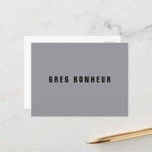 Postal Nombre con Estilo Moderno   Gris y Negro