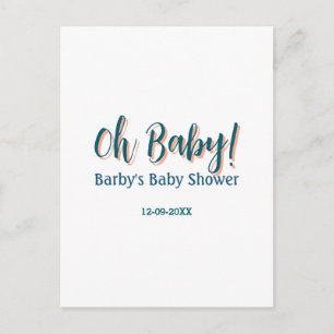 Postal nombre de baby shower simple azul negrita oh bebé 