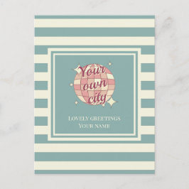 Postal Nombre de ciudad verde azulado de personalizado be