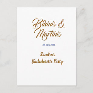 Postal nombre de despedida de soltera bikinis y martinis