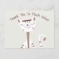 Nombre de dibujo de gato recortado Gracias Postcar