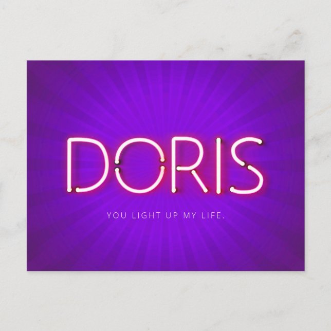 Postal Nombre de Doris en las brillantes luces de neón (Anverso)