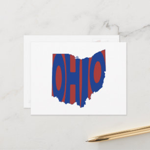 Postal Nombre de estado de Ohio Word Art Blue