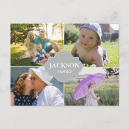 Postal nombre de familia de collage multifoto de personal