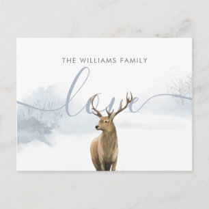 Postal Nombre de familia de Navidad Ciervo de bosque inve
