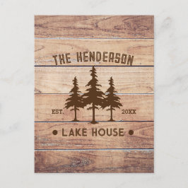 Postal Nombre de familia Lake House Pine Tree wood Person