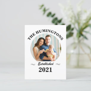 Postal Nombre de familia personalizado, foto y año de est