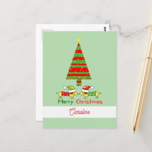 Postal Nombre de Feliz Navidad (perros de Santa)