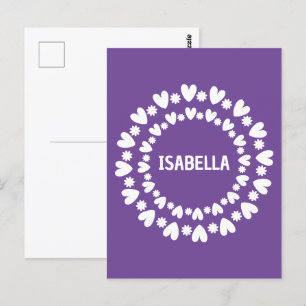 Postal Nombre De Flores Y Corazones